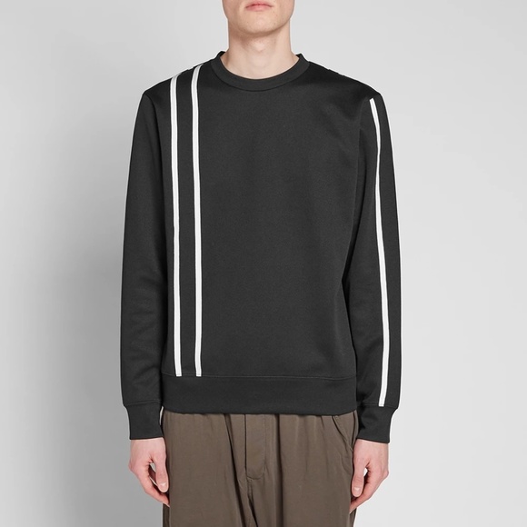 Helmut Lang Stripe Crew Sweat Sweater Black & White Sz Small - Picture 2 of 8